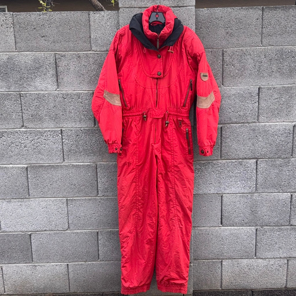 Powderhorn Red & Black Ski Vintage Snowboard Snowsuit Women's Size 8